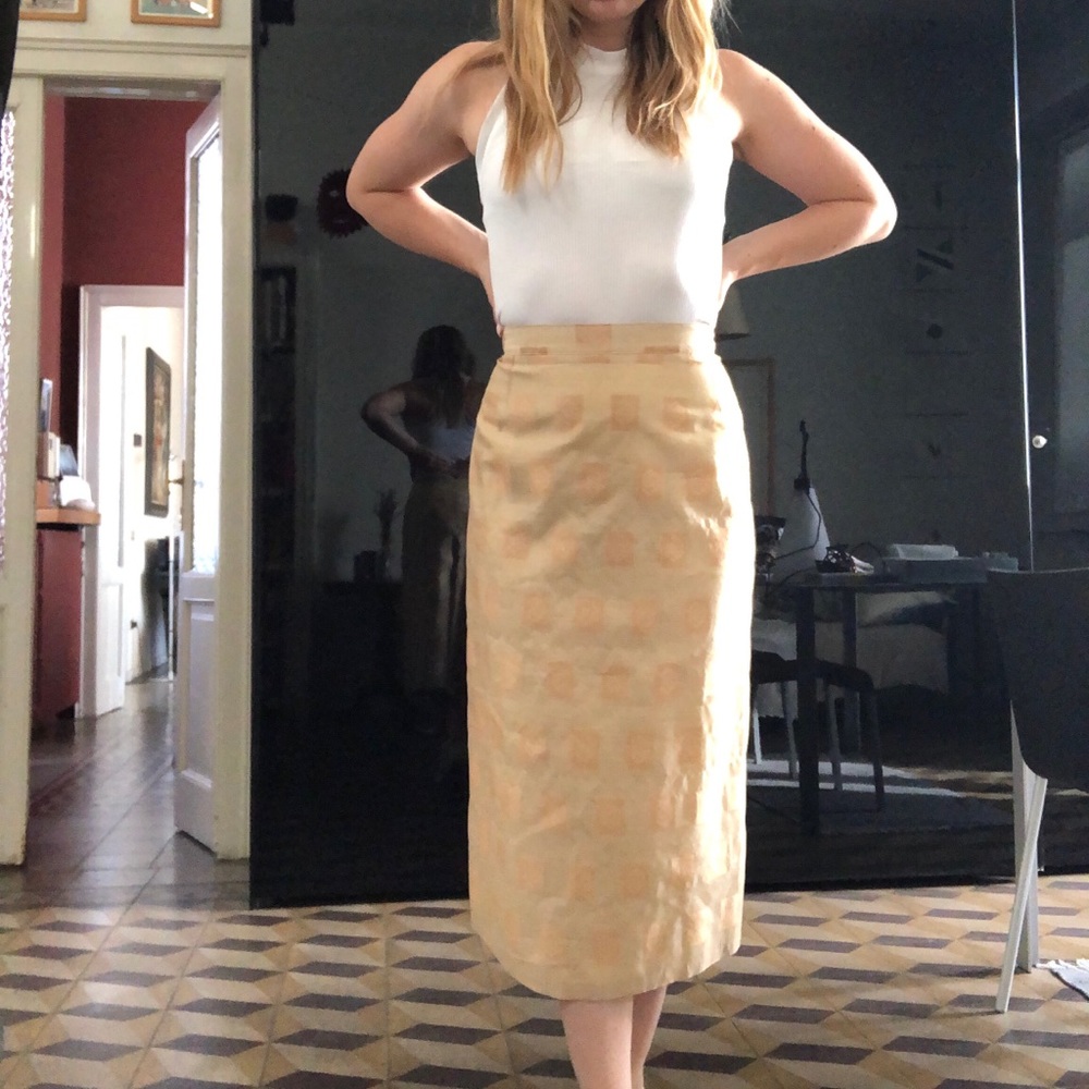 NWT Berit Steffin Austrian Gold Silk skirt Pattern skirt sz 40 / Us4